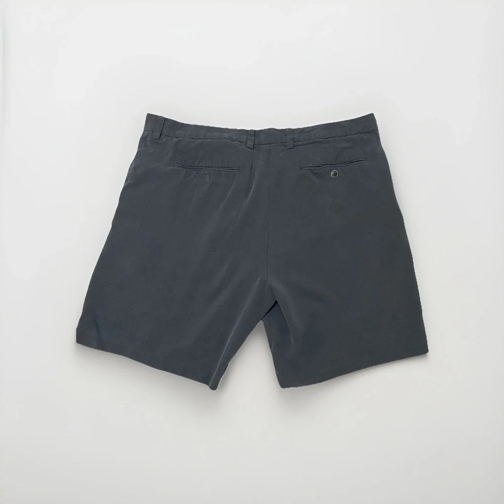 Tommy Bahama Men's blue Solid Silk Chino Shorts Flat Front Button Dry Clean